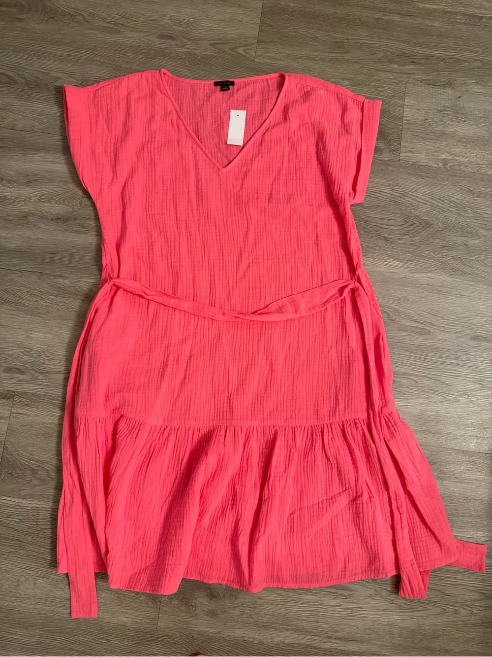Ann Taylor V-Neck Coral Pink Tiered Midi Dress